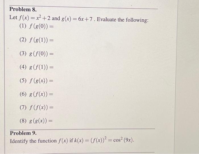 Solved Let F X X2 2 And G X 6x 7 Evaluate The Following