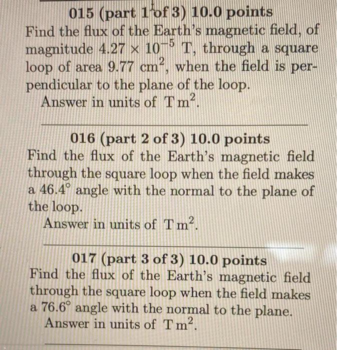 Solved 015 (part 1of 3) 10.0 points Find the flux of the | Chegg.com