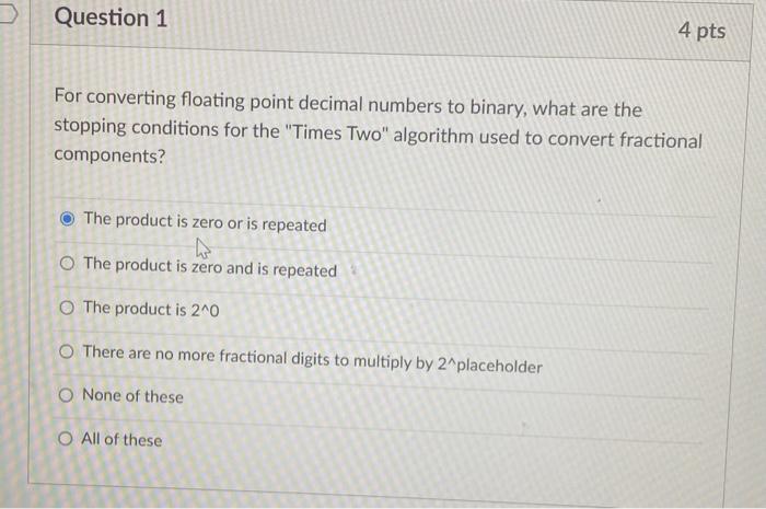 Solved For converting floating point decimal numbers to | Chegg.com