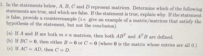 Solved In the statements below, A,B,C and D represent | Chegg.com