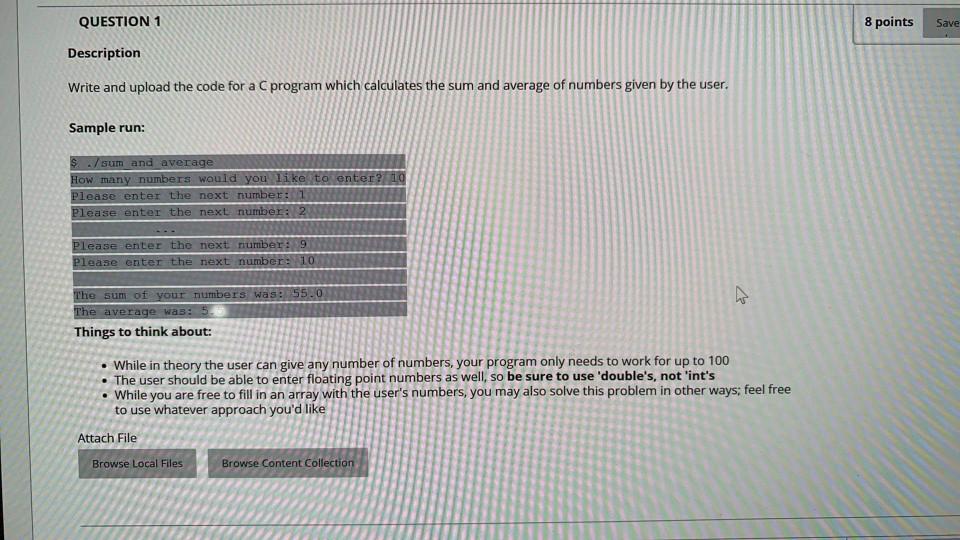 Solved QUESTION 1 8 points Save Description Write and upload | Chegg.com