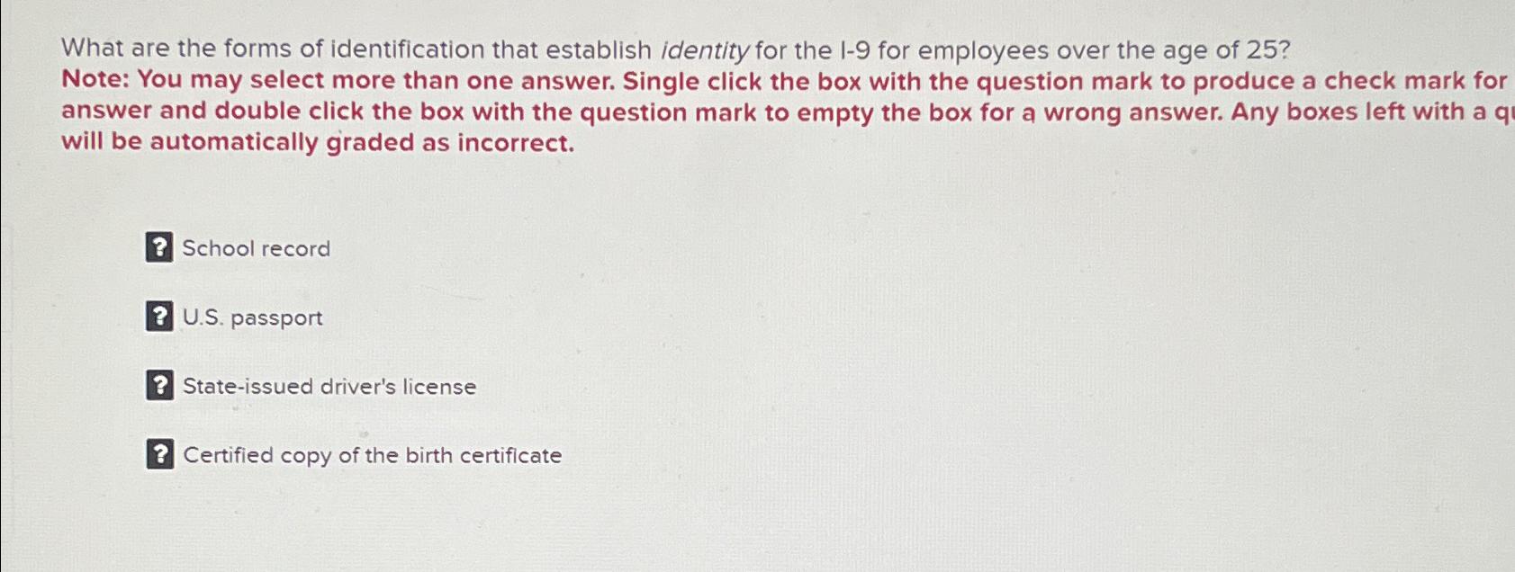 Solved What are the forms of identification that establish | Chegg.com