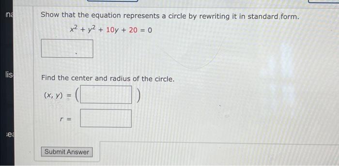 Solved Show that the equation represents a circle by | Chegg.com