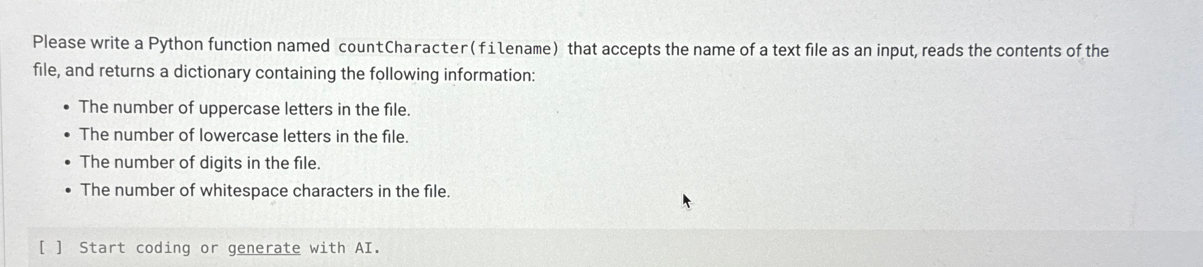 Solved Please write a Python function named countCharacter | Chegg.com