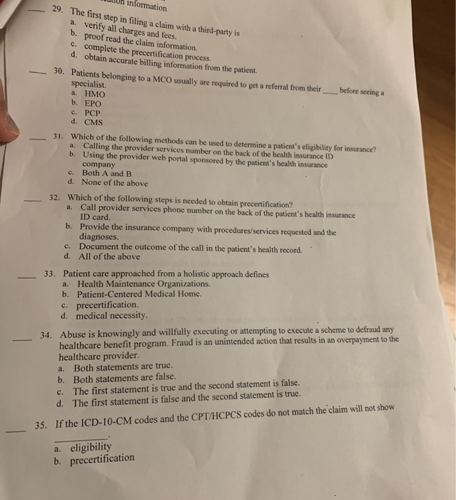 Solved ULIUn Information The First Step In Filing A Claim Chegg
