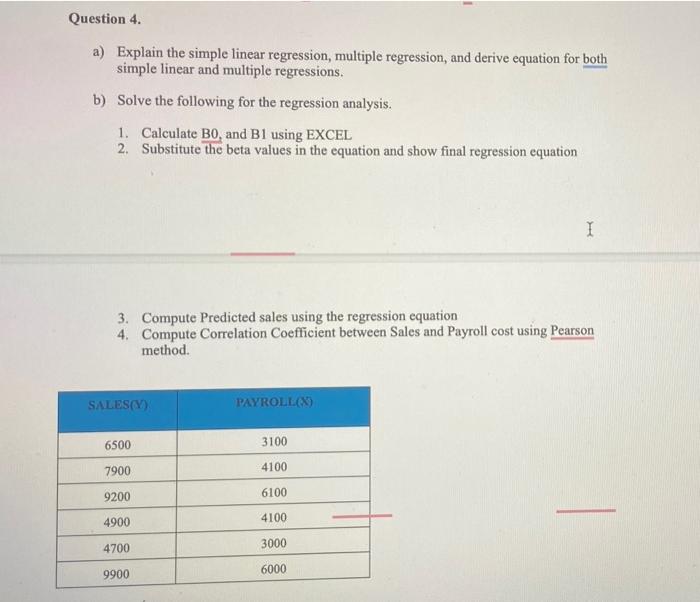 Solved Question 4. a) Explain the simple linear regression, | Chegg.com