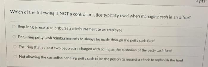 Solved Question 5 1 pts The Select] is used to reimburse | Chegg.com