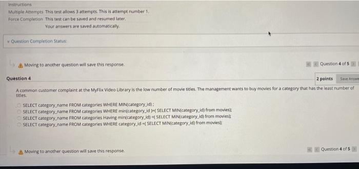 Solved Instructions Multiple Attempts This test allows 3 | Chegg.com