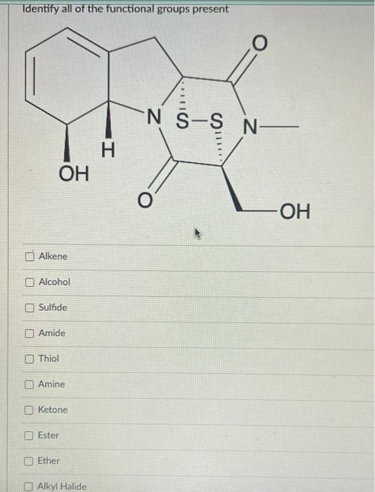 Solved Identify All Of The Functional Groups Present Alk