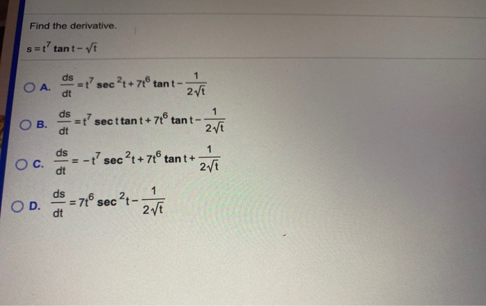 Solved Find The Derivative Of The Function X 5 G X Chegg Com