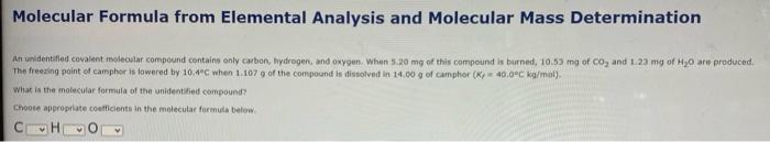 Solved Molecular Formula From Elemental Analysis And | Chegg.com