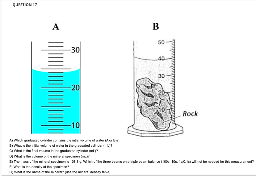 Solved A) Which graduated cylinder contains the intial | Chegg.com