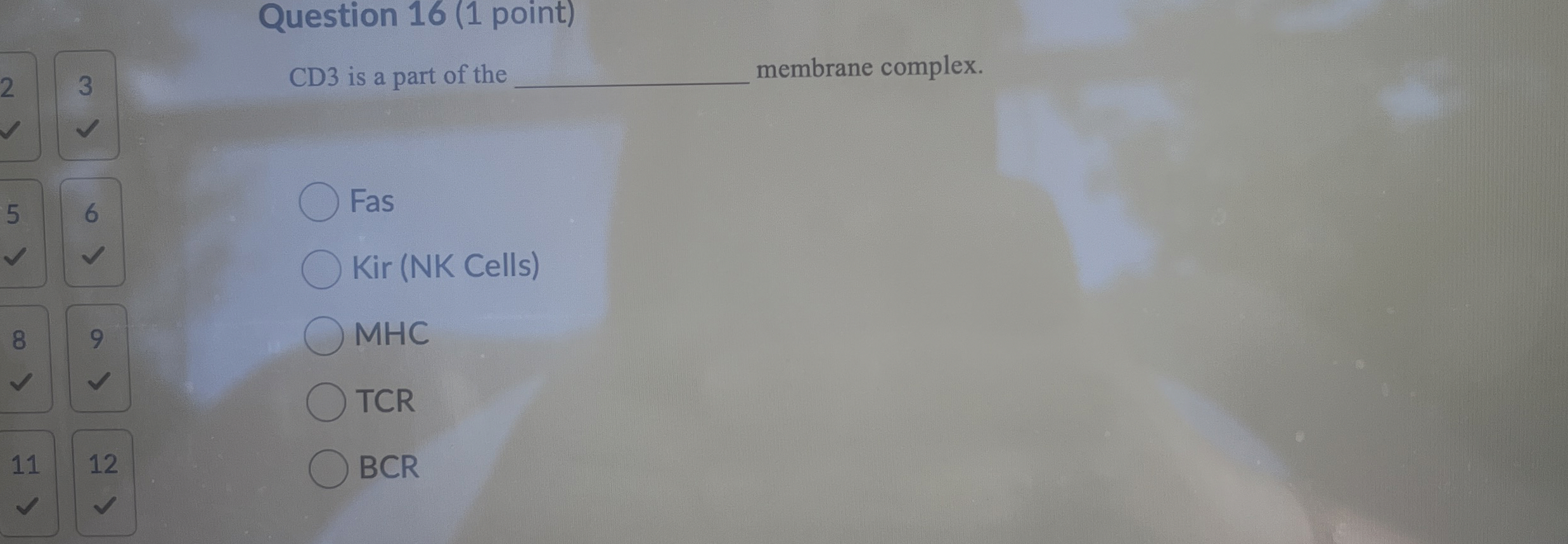 Solved Question 16 (1 ﻿point)3CD3 ﻿is a part of the | Chegg.com