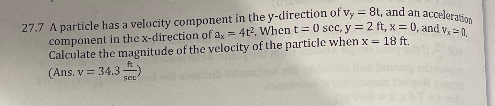 Solved 27.7 ﻿A particle has a velocity component in the | Chegg.com