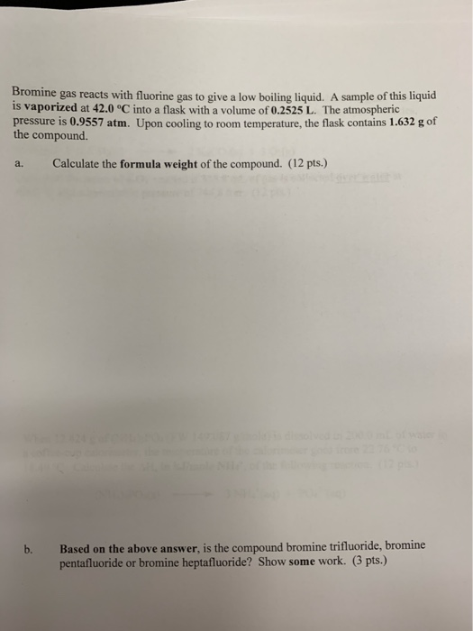 Solved Bromine Gas Reacts With Fluorine Gas To Give A Low