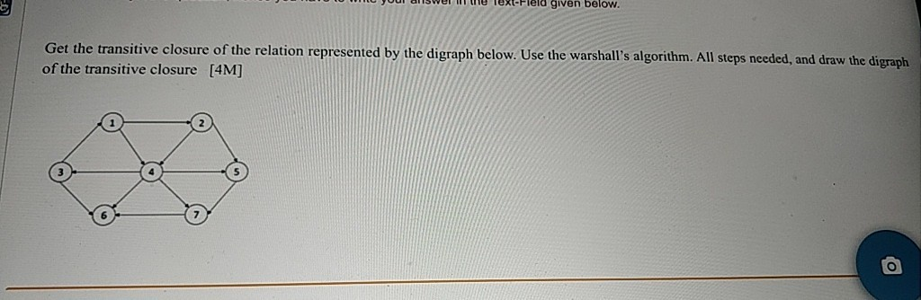 Solved de textField given below. Get the transitive closure | Chegg.com