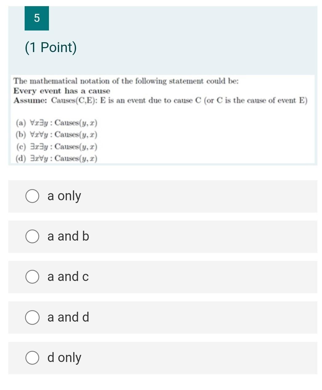 Solved 1 (1 Point) Which one is the contradictory statement | Chegg.com