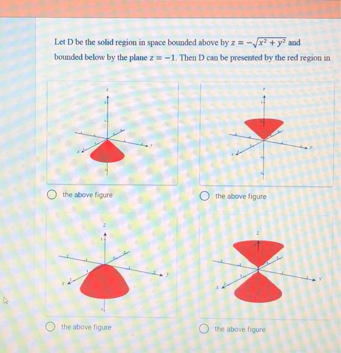 Solved Let D be the solid region in space bounded above by z | Chegg.com
