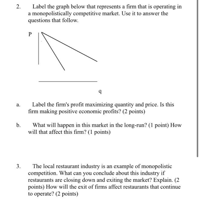 Solved 2. Label the graph below that represents a firm that | Chegg.com