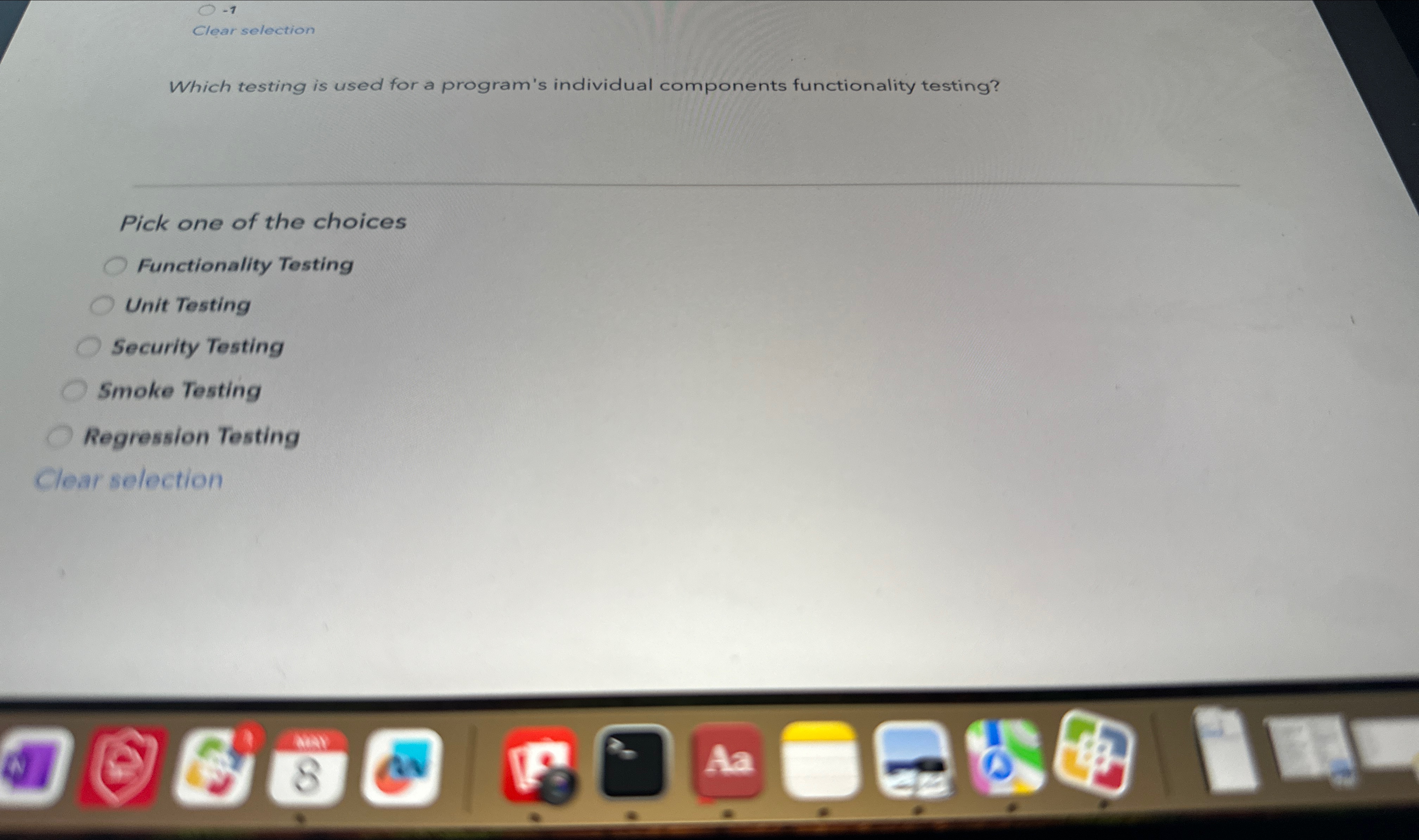 Solved -1Clear selectionWhich testing is used for a | Chegg.com