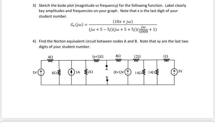 Solved 3) Sketch the bode plot (magnitude vs frequency) for | Chegg.com
