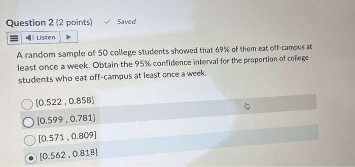 Solved A random sample of 50 college students showed that | Chegg.com