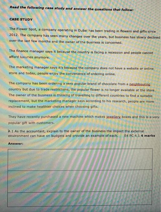 Solved Read the following case study and answer the | Chegg.com