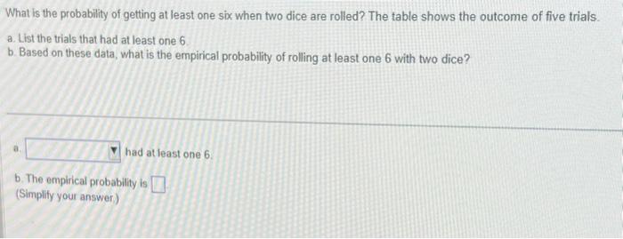 What is the probability of rolling two dices and getting at least