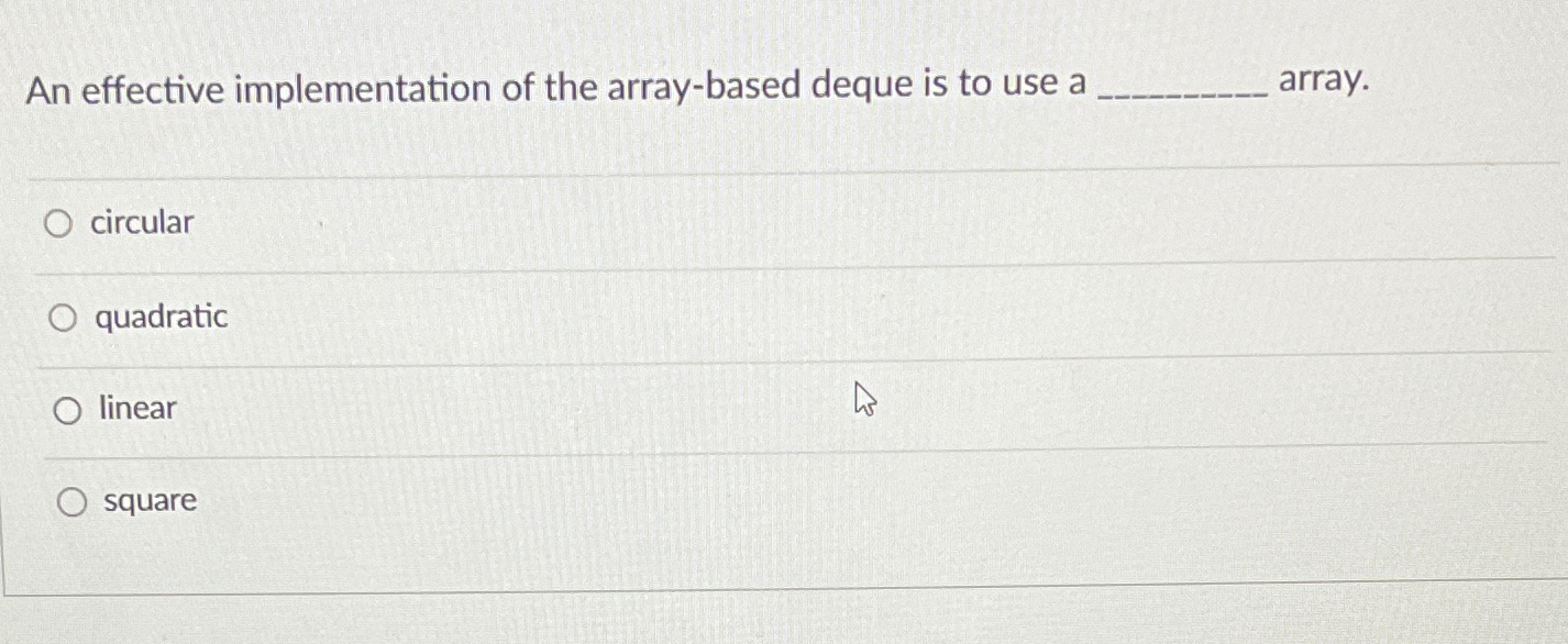 Solved An effective implementation of the array-based deque | Chegg.com