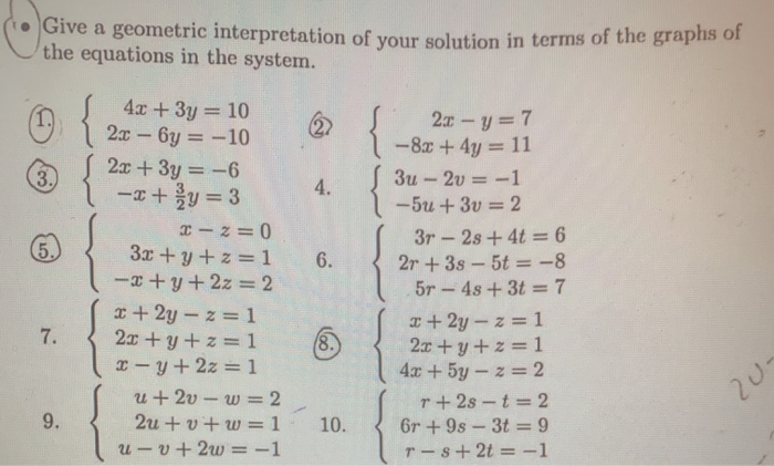 Give A Geometric Interpretation Of Your Solution Chegg 