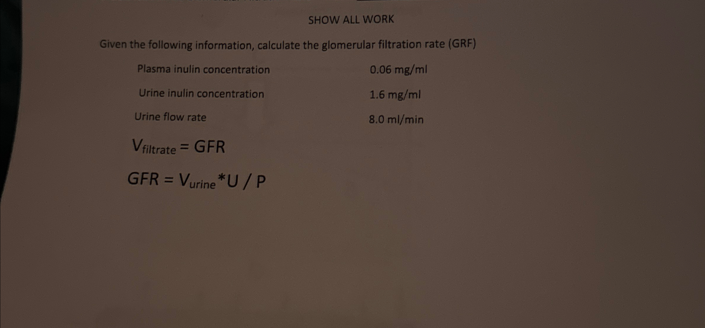 Solved SHOW ALL WORKGiven the following information, | Chegg.com