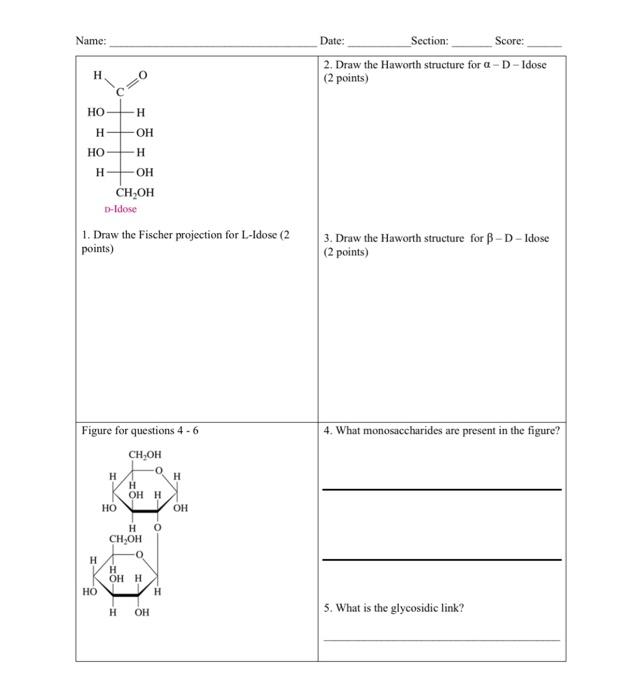 Solved Name: Date: Section: __Score: 2. Draw the Haworth | Chegg.com