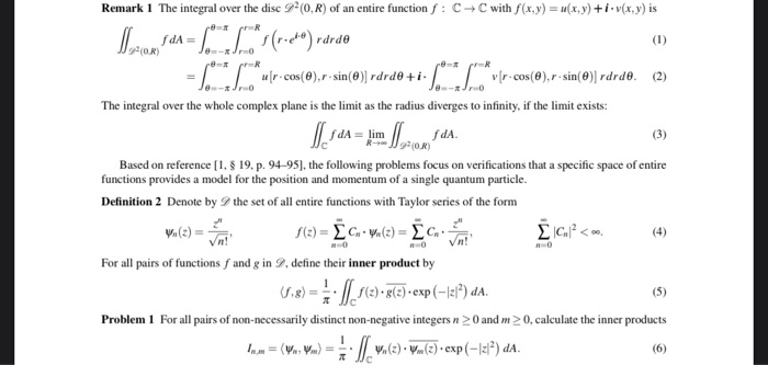 Solved Ro Lim Remark 1 The Integral Over The Disc 9 0 R Chegg Com