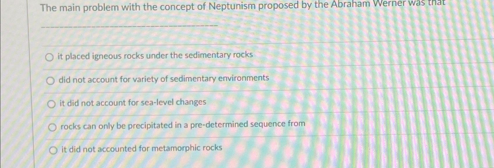 Solved The main problem with the concept of Neptunism | Chegg.com