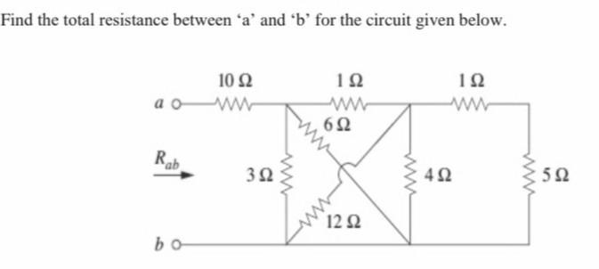 Solved Find The Total Resistance Between 'a' And 'b' For The | Chegg.com