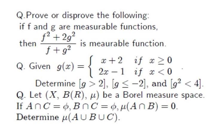 Solved Q.Prove or disprove the following: if f and g are | Chegg.com
