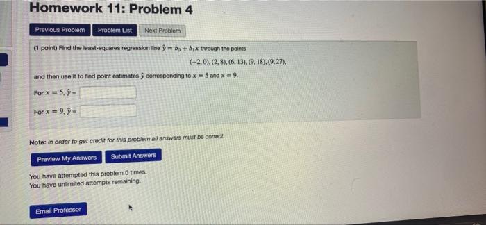 Solved Homework 11: Problem 4 Previous Problem Problem List | Chegg.com