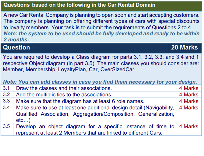Solved Questions based on the following in the Car Rental