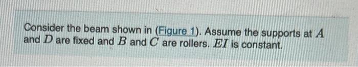 Solved Consider The Beam Shown In (Figure 1). Assume The | Chegg.com