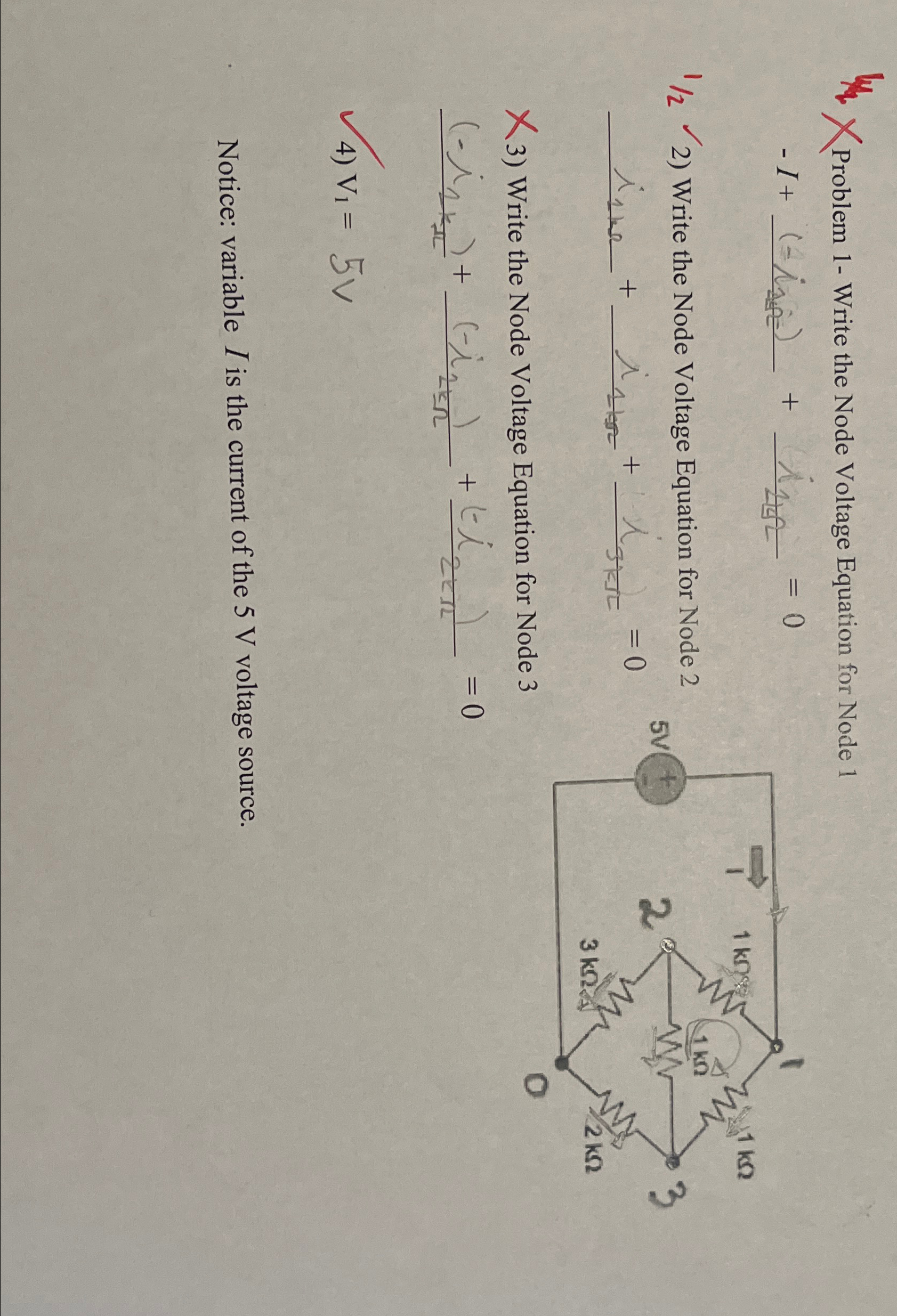 Solved Problem 1- ﻿Write the Node Voltage Equation for Node | Chegg.com