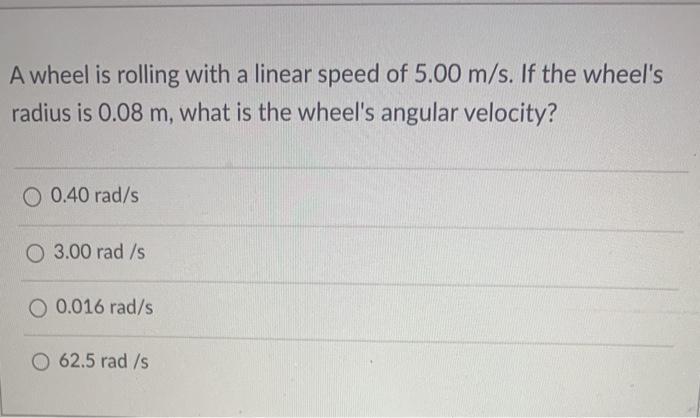 Solved A wheel is rolling with a linear speed of 5.00 m/s. | Chegg.com