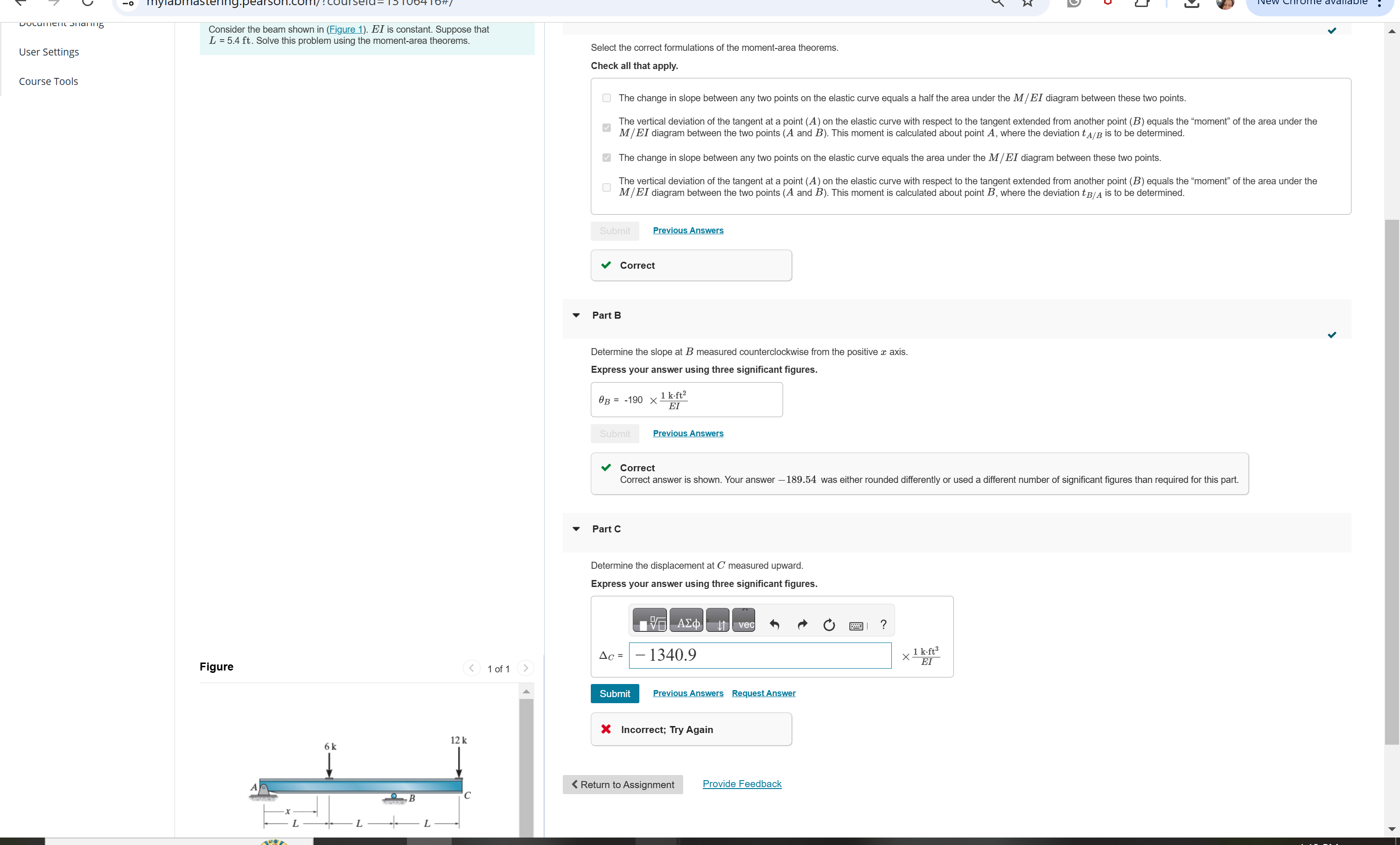 Solved User SettingsCourse ToolsConsider the beam shown in | Chegg.com