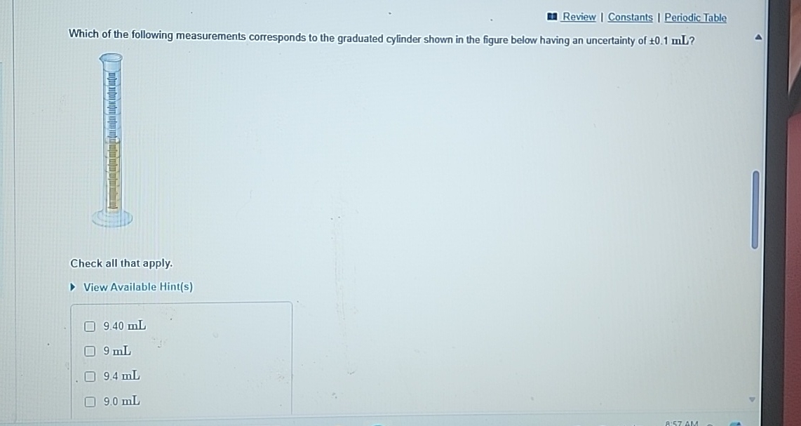 Solved Which of the following measurements corresponds to | Chegg.com