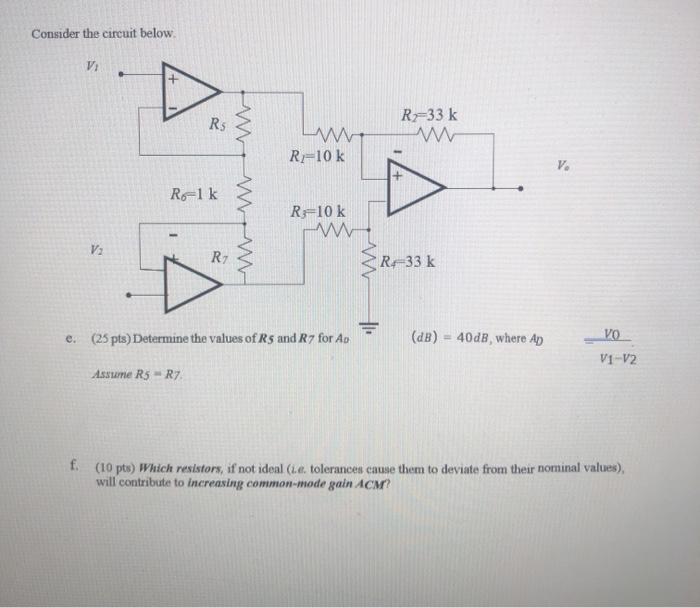 Solved Consider The Circuit Below V Rs R 33 K W Lm R 10 Chegg Com