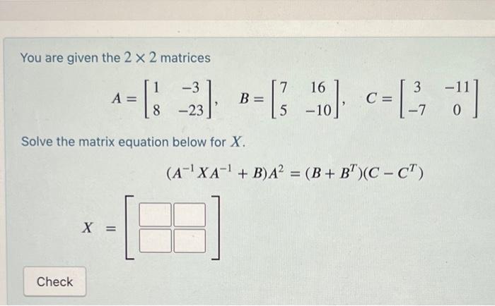 Solved You are given the 2×2 matrices | Chegg.com