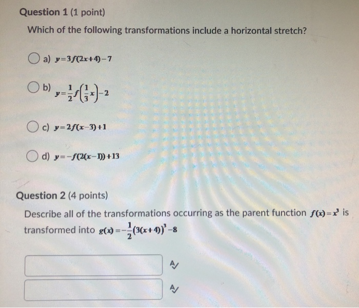 Solved Question 1 (1 point) Which of the following | Chegg.com