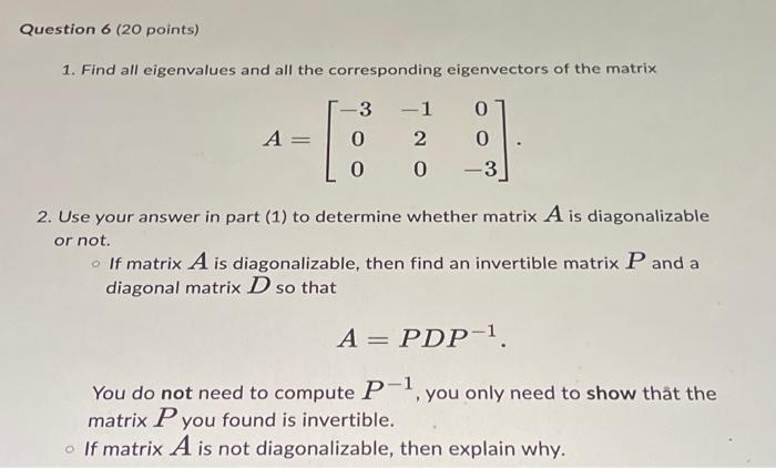1. Find all eigenvalues and all the corresponding eigenvectors of the matrix
\[
A=\left[\begin{array}{ccc}
-3 & -1 & 0 \\
0 &