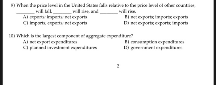 Solved 9) When the price level in the United States falls | Chegg.com