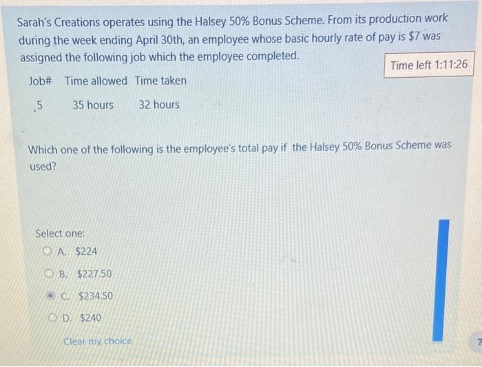 Solved Sarah's Creations operates using the Halsey 50 Bonus