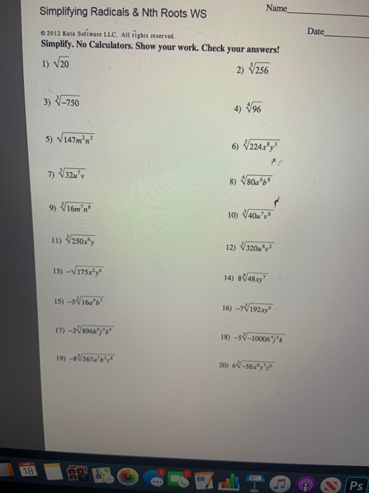 unit 6 homework 1 nth roots simplifying radicals